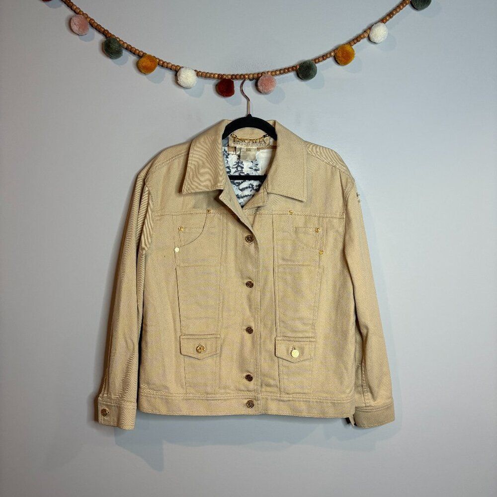 Escada Margaretha Ley tan denim quilted lining jacket